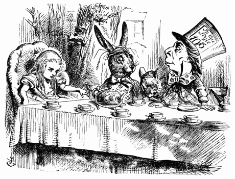 Alice auf der Tea-Party des verrückten Hutmachers