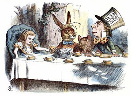 Alice's mad tea party (John Tenniel, koloriert)